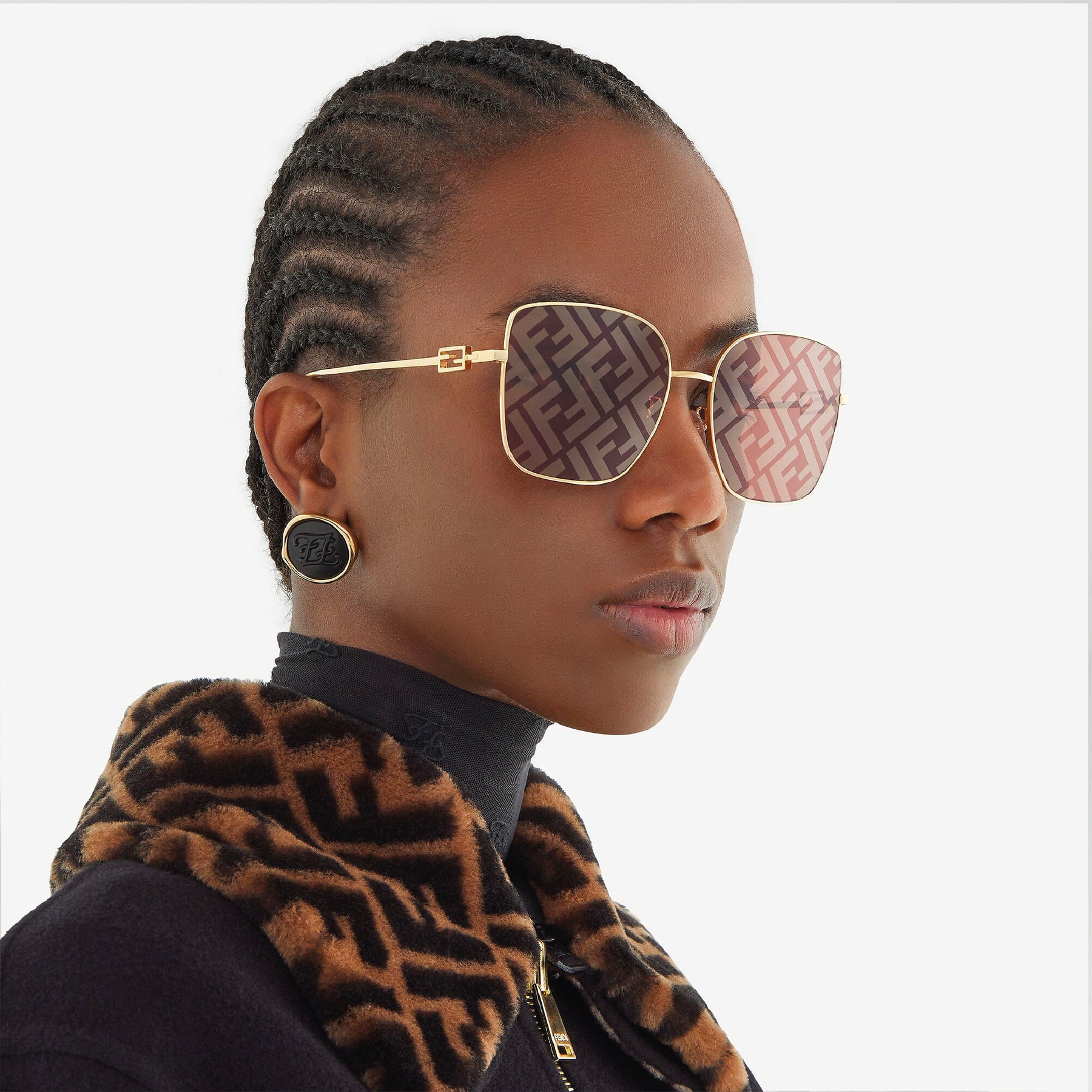 Fendi First oversized square-frame gold-tone sunglasses