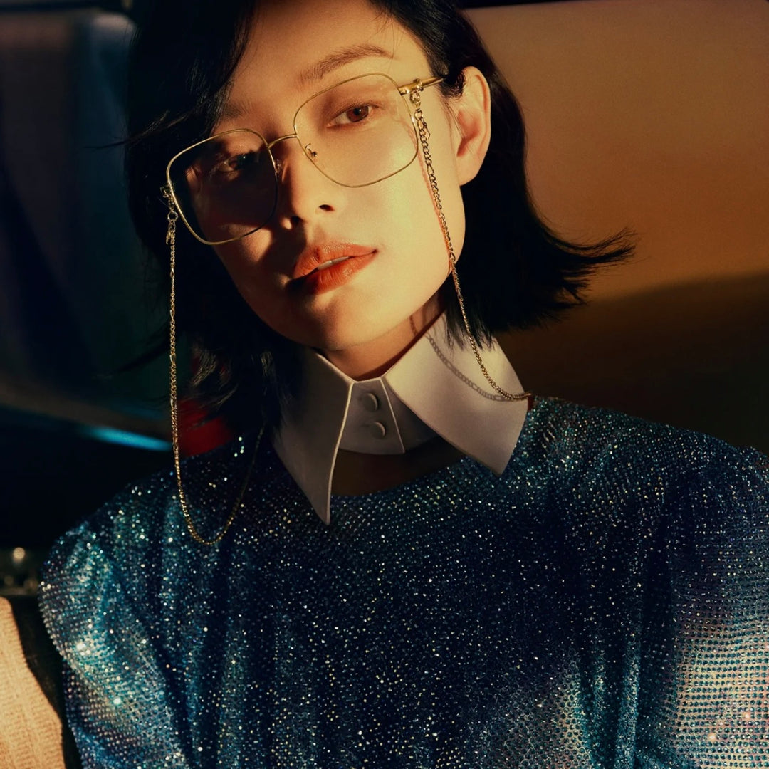 NEW Gucci GG1092OA Gold Square Eyeglasses Frames Chain $605 Gucci Eyewear - Square-Frame Chain-Embellished Gold-Tone  main image 3